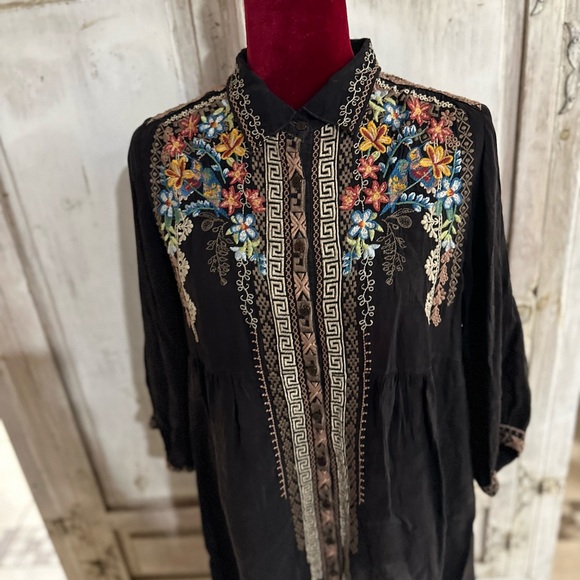 Johnny Was Dress Duster Cover up dark brown embroidered - Picture 13 of 16